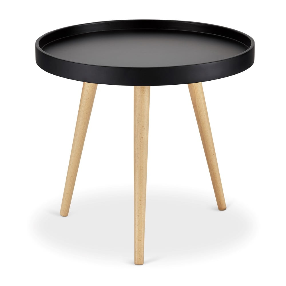 Czarny stolik z nogami z drewna bukowego Furnhouse Opus, Ø 50 cm