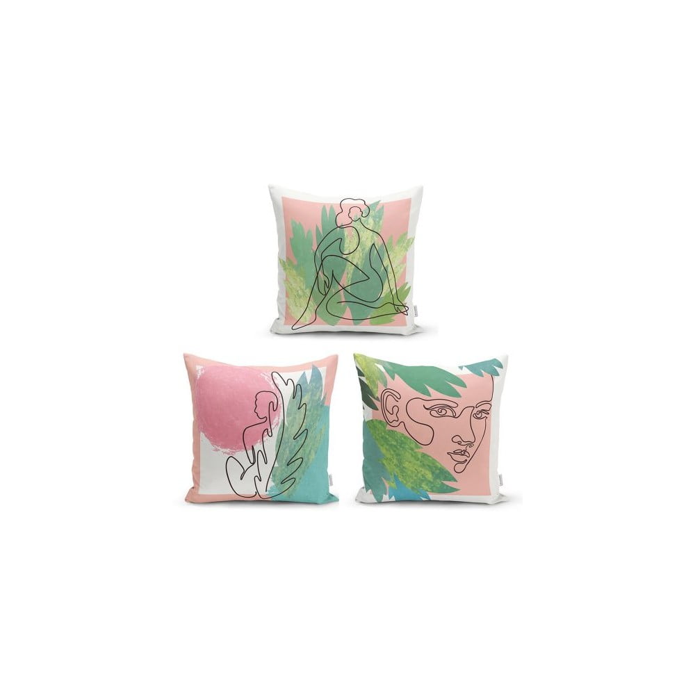 Zestaw 3 dekoracyjnych poszewek na poduszki Minimalist Cushion Covers Colourful Minimalist, 45x45 cm