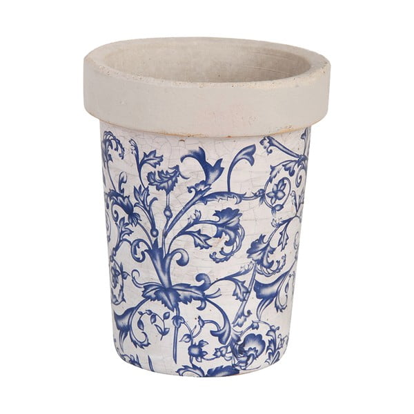 Niebiesko-biała doniczka ceramiczna Esschert Design