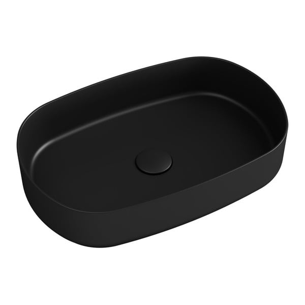 Czarna umywalka ceramiczna Sapho Infinity Oval, 55 x 36 cm