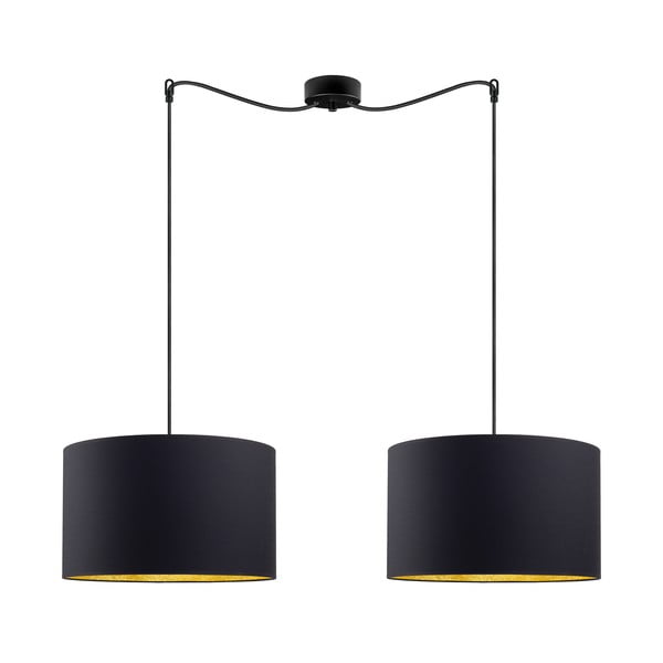 Czarna podwójna lampa wisząca z wnętrznem w kolorze złota Sotto Luce MIKA