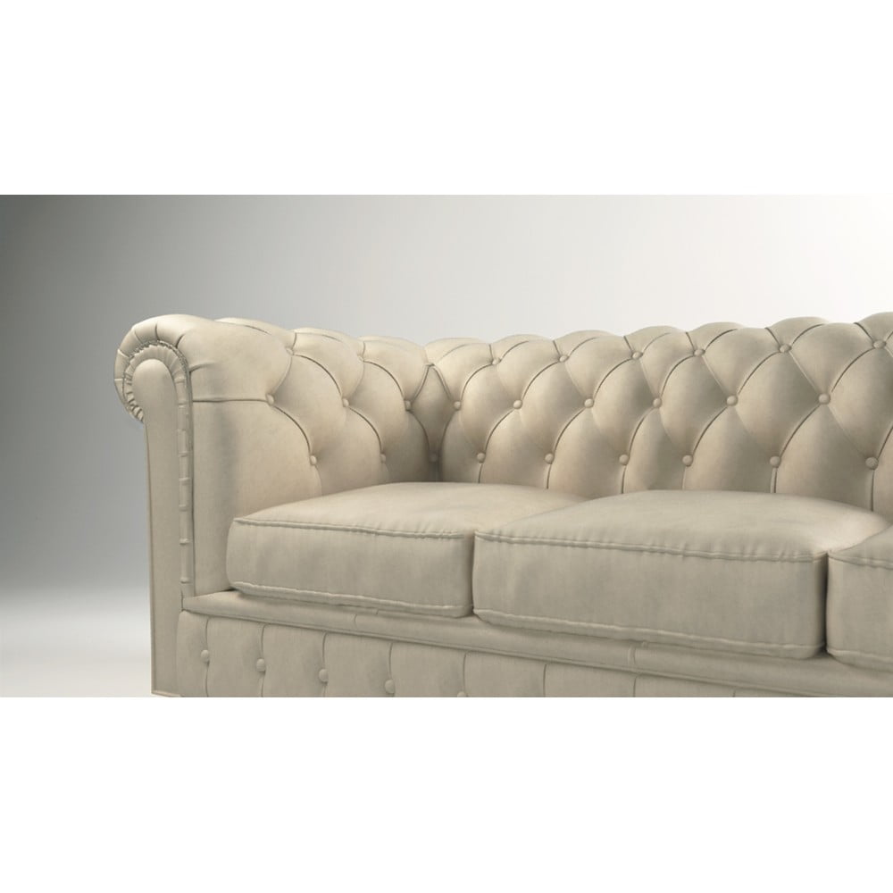 Kremowa aksamitna sofa 230 cm Cambridge – Ropez