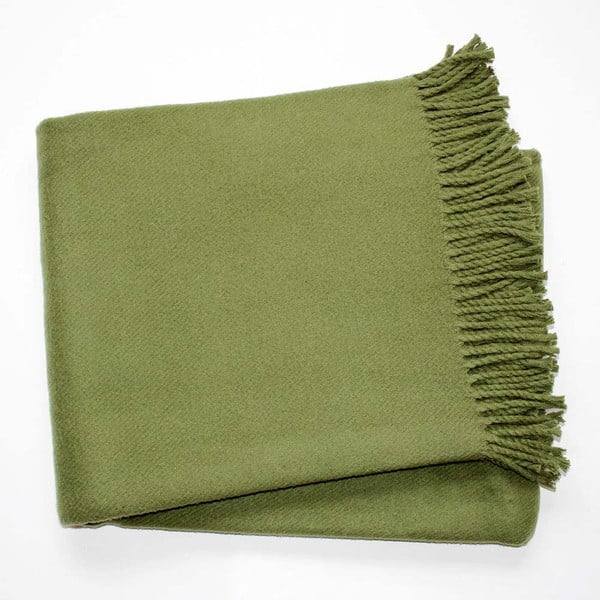 Zielony pled z domieszką bawełny Euromant Basics, 140x180 cm