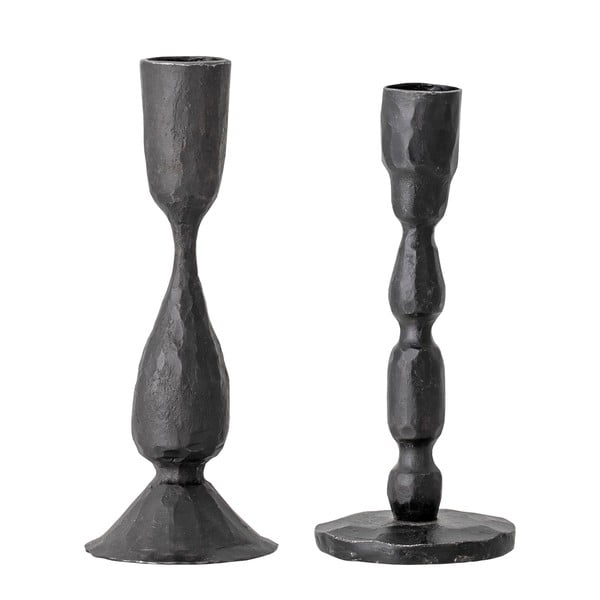 Zestaw 2 czarnych metalowych świeczników Bloomingville Deja, wys. 16 cm
