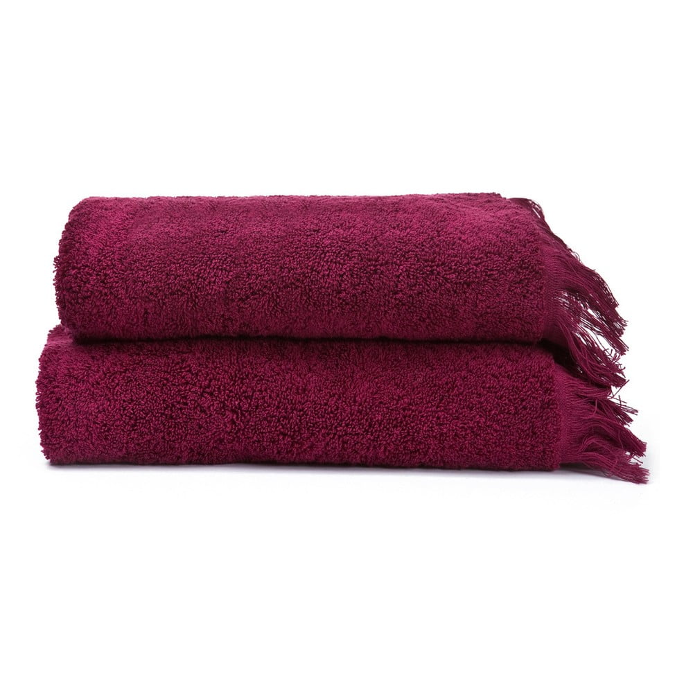 Zestaw 2 bordowych ręczników ze 100% bawełny Bonami Selection, 50x90 cm