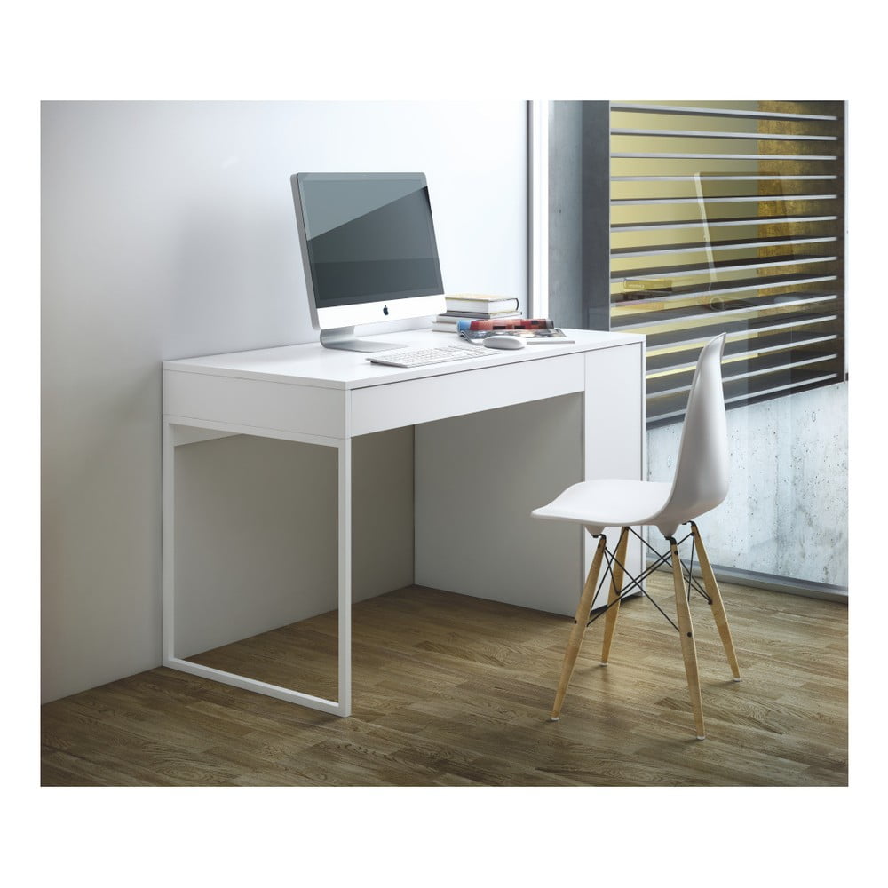 белый компьютерный стол без полок