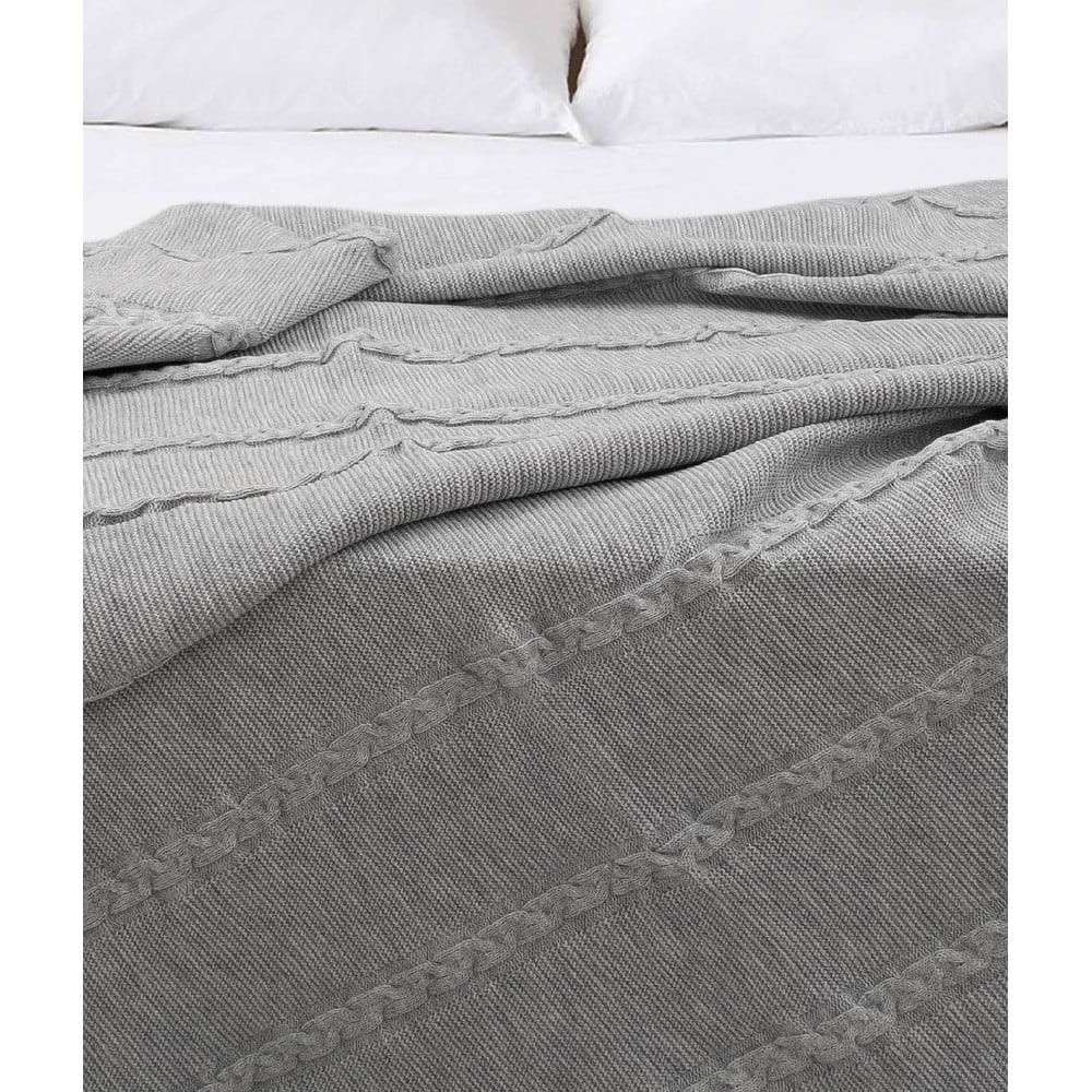 Фото - Покривало Concept Szara bawełniana narzuta na łóżko jednoosobowe 150x200 cm Trenza – Oyo Con 