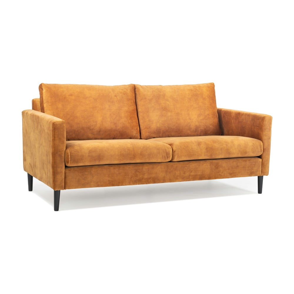 Żółta sofa z aksamitnym obiciem Scandic Adagio, szer. 153 cm