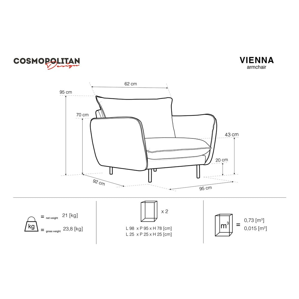 Ciemnoszary fotel Cosmopolitan Design Vienna