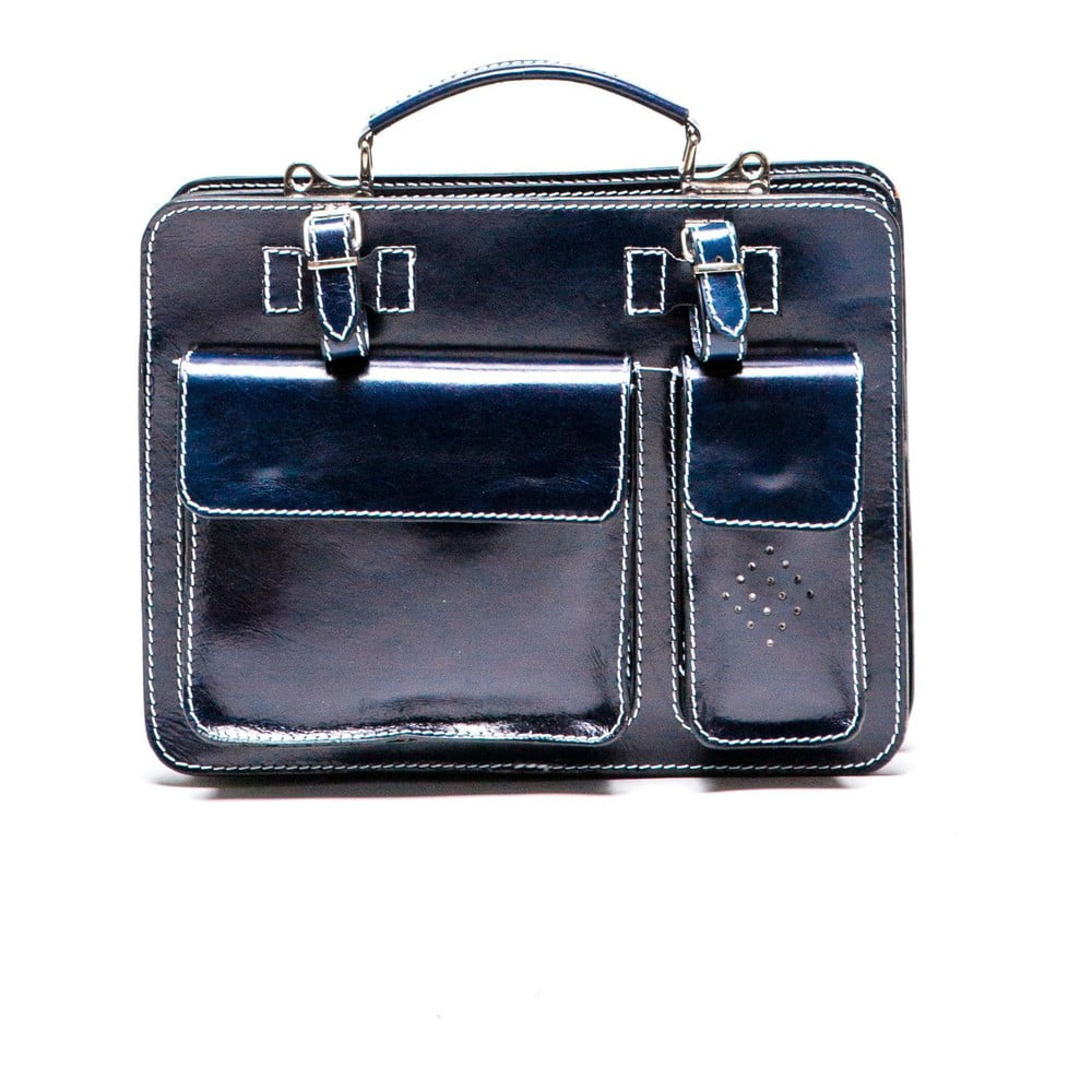 Niebieska skórzana torebka Luisa Vannini