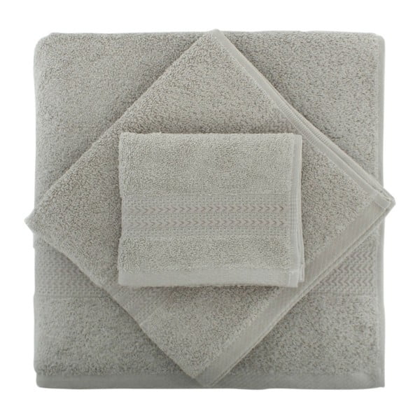 Zestaw 2 szarych bawełnianych ręczników ze 100% bawełny (mały i kąpielowy) Rainbow Gris