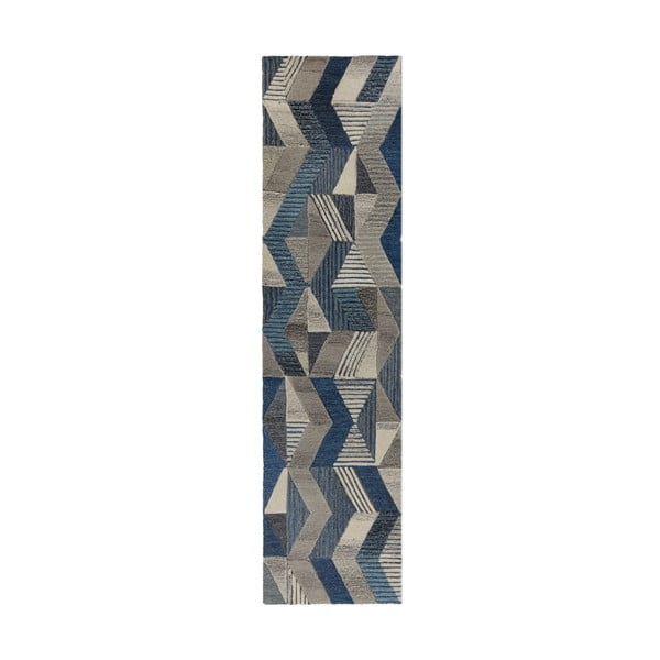 Niebieski wełniany chodnik Flair Rugs Asher, 60x230 cm