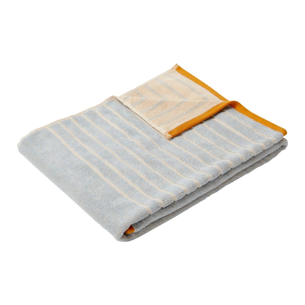 Niebiesko-pomarańczowy bawełniany ręcznik Hübsch Dora, 70x140 cm