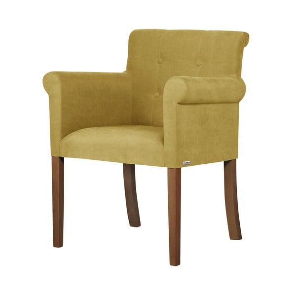 Żółte krzesło z ciemnobrązowymi nogami Ted Lapidus Maison Flacon