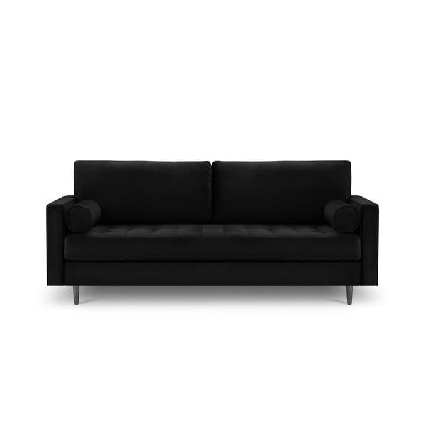 Czarna aksamitna sofa Milo Casa Santo, 219 cm