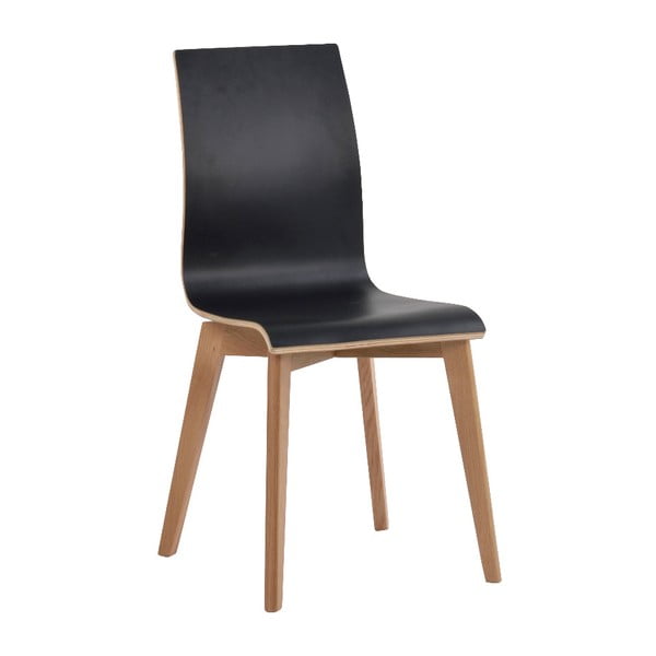 Czarne krzesło do jadalni z brązowymi nogami Rowico Grace