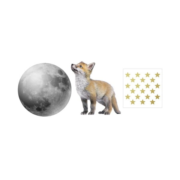 Komplet naklejek ściennych Dekornik Little Fox And His Friend The Moon