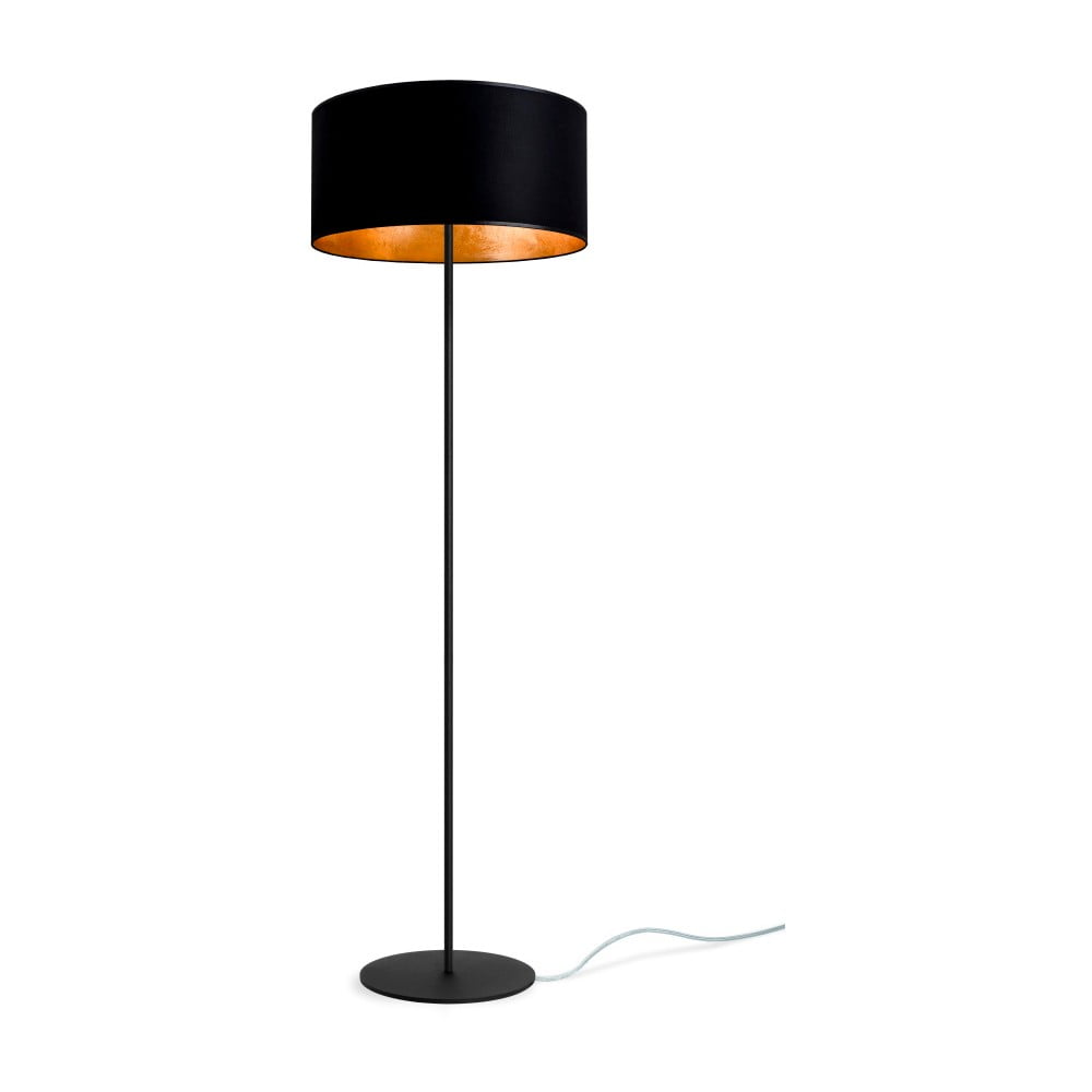 Czarna lampa stojąca z detalami w kolorze złota Sotto Luce Mika, ⌀ 40 cm