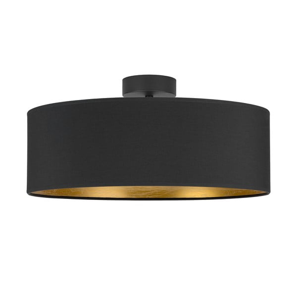 Czarna lampa sufitowa z detalem w złotym kolorze Bulb Attack Tres XL, ⌀ 45 cm