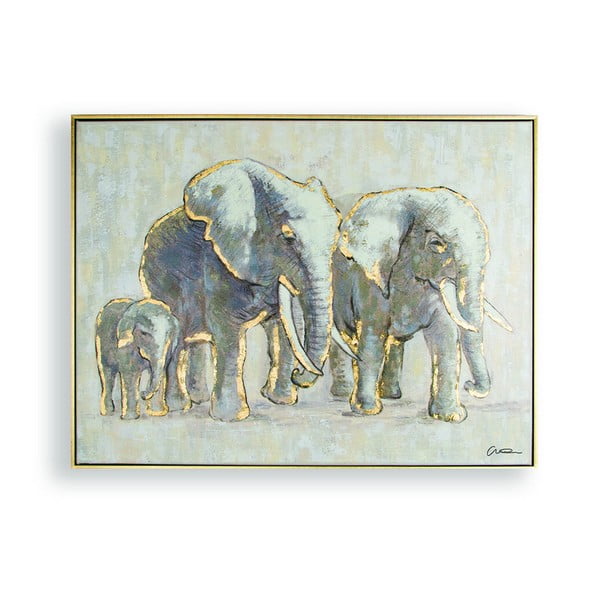 Ręcznie malowany obraz Graham & Brown Elephant Family, 80x60 cm