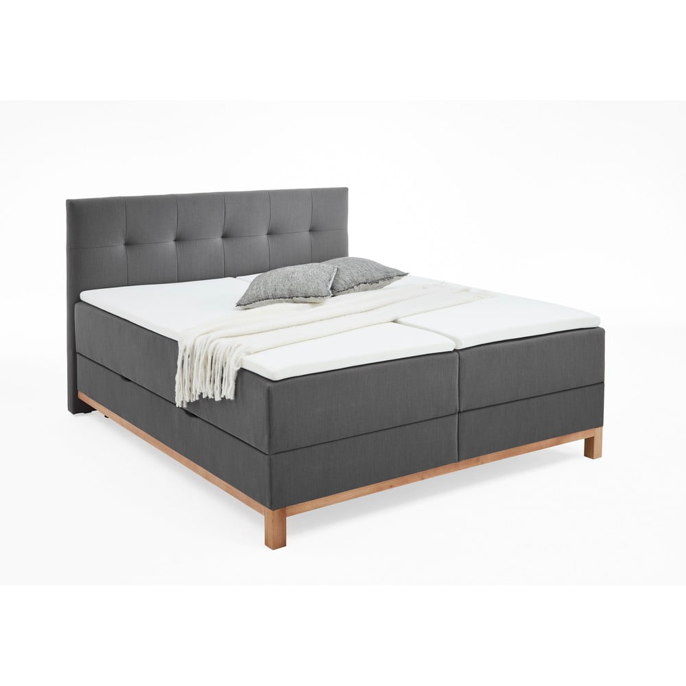 Ciemnoszare łóżko boxspring ze schowkiem 180x200 cm Catania − Meise Möbel