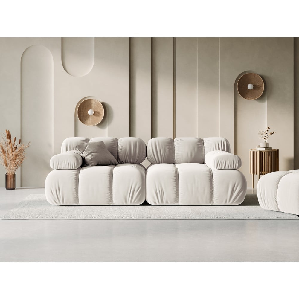 Beżowa aksamitna sofa modułowa 188 cm Bellis – Micadoni