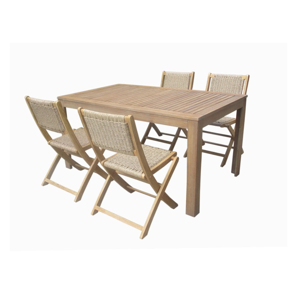 Zestaw 4 krzeseł ogrodowych i stołu z drewna akacji Ezeis Falcon