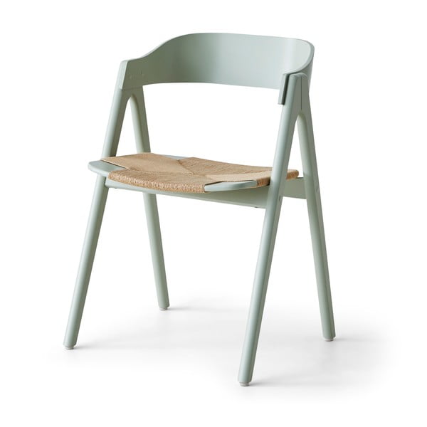 Jasnozielone krzesło z drewna bukowego z rattanowym siedziskiem Findahl by Hammel Mette