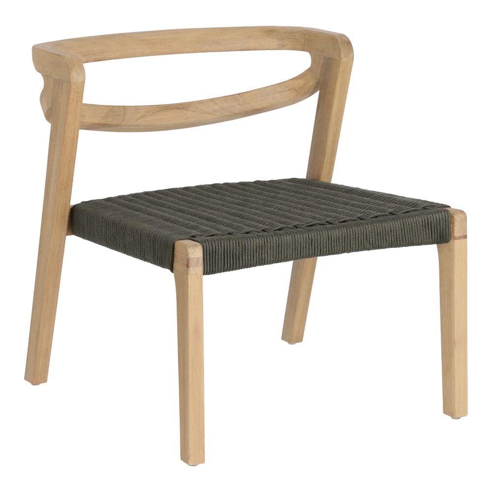 Krzesło ogrodowe z drewna eukaliptusa z ciemnozieloną plecionką Kave Home Ezilda II