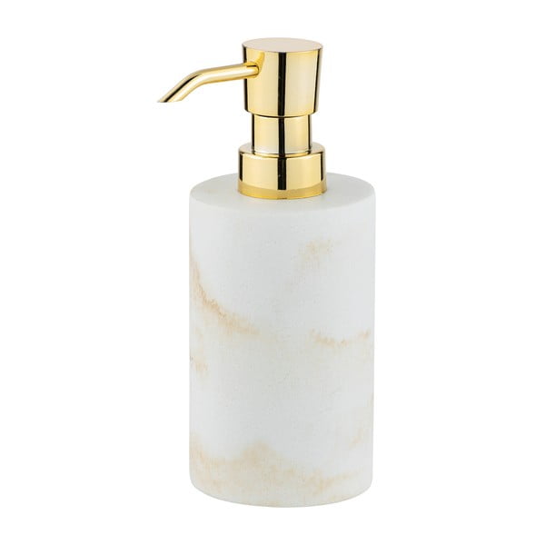 Biały dozownik do mydła z detalem w kolorze złota Wenko Odos, 290 ml