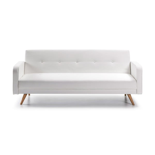Biała sofa rozkładana z imitacji skóry La Forma Regor