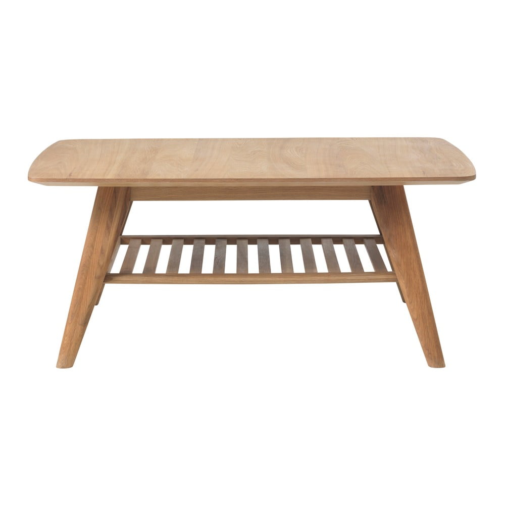 Stolik z półką z litego drewna dębowego Unique Furniture Rho, 110x70 cm