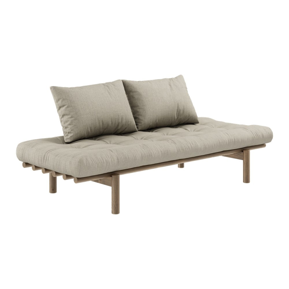 Beżowa lniana rozkładana sofa 200 cm Pace – Karup Design