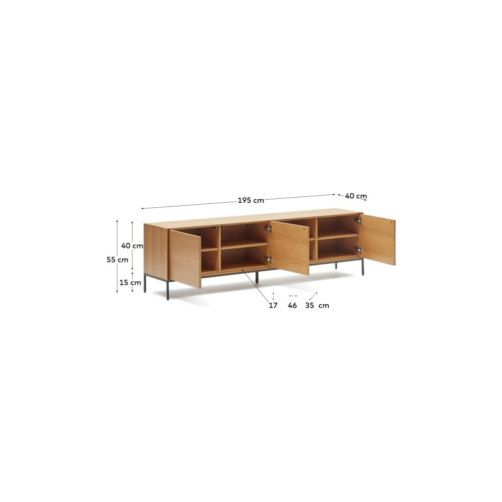 Szafka pod TV w dekorze dębu 195x55 cm Vedrana – Kave Home