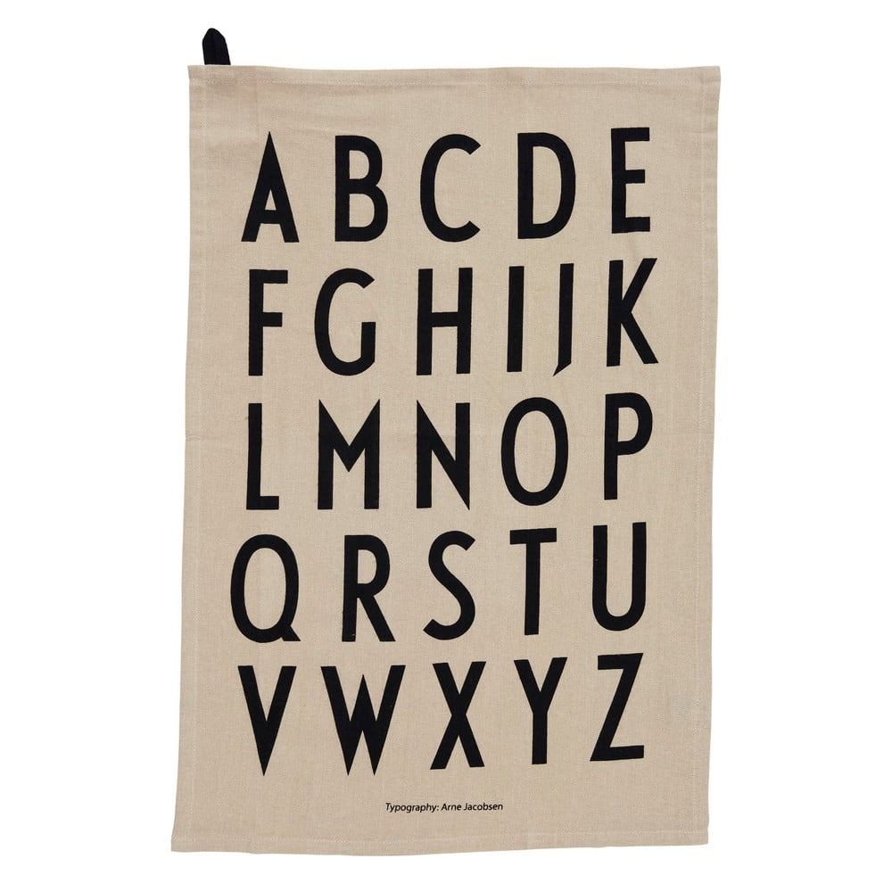 Beżowa bawełniana ściereczka Design Letters Alphabet, 40x60 cm