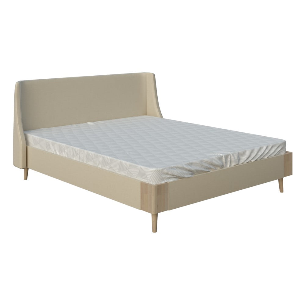 Beżowe łóżko dwuosobowe DlaSpania Lagom Side Soft, 140x200 cm