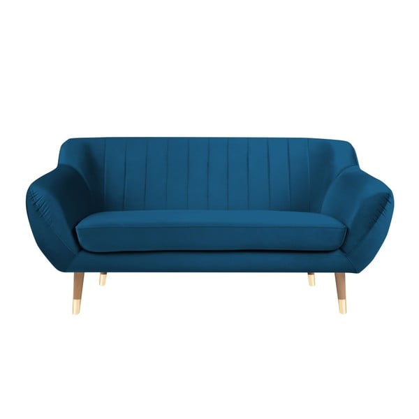 Niebieska aksamitna sofa Mazzini Sofas Benito, 158 cm