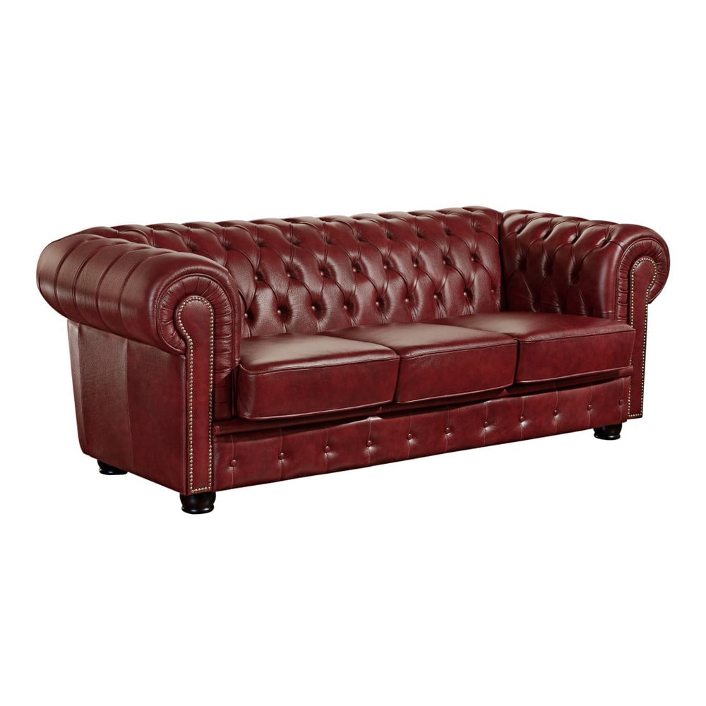 Czerwona skórzana sofa Max Winzer Norwin, 200 cm