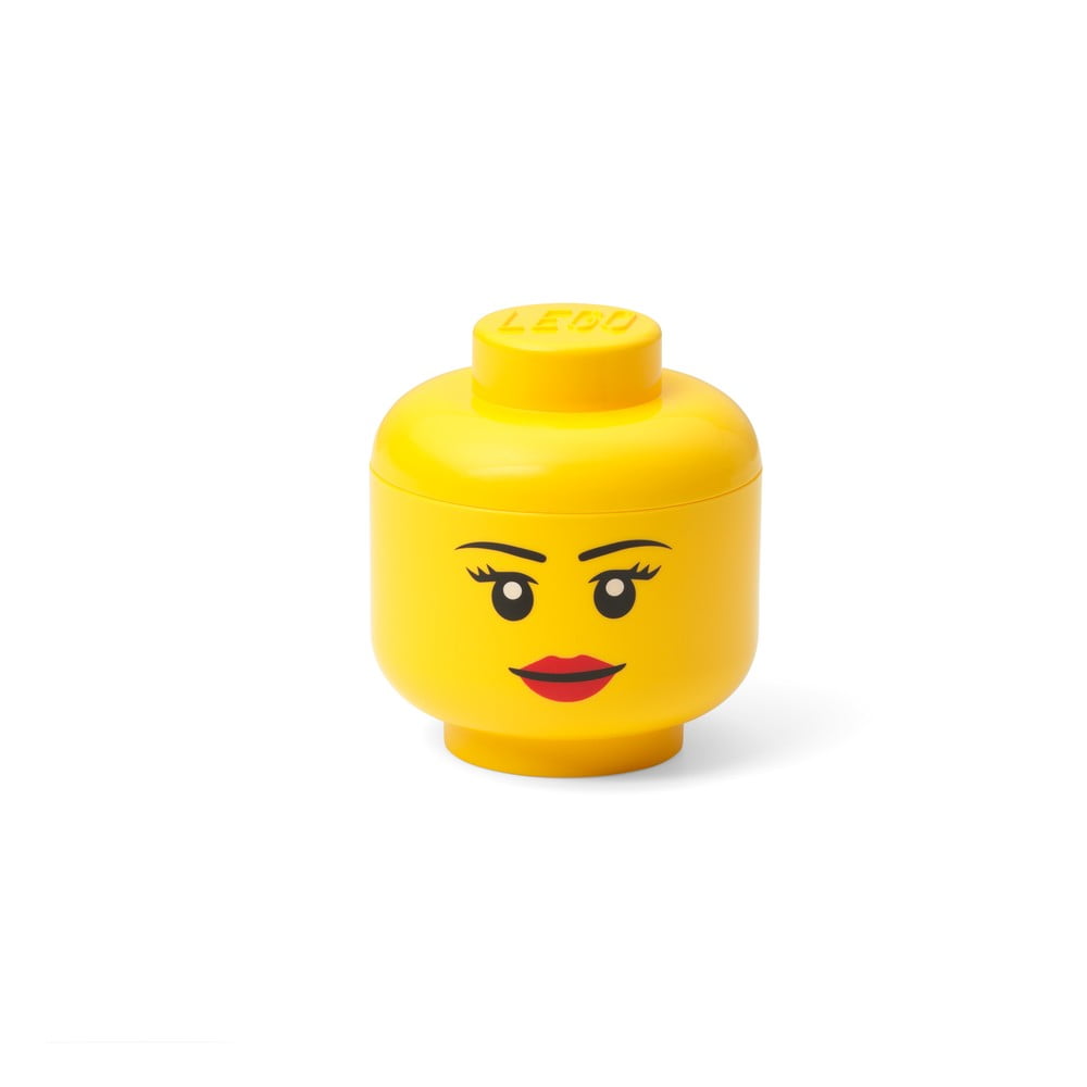 Żółte pudełko w kształcie głowy LEGO® girl, 10,5x10,6x12 cm