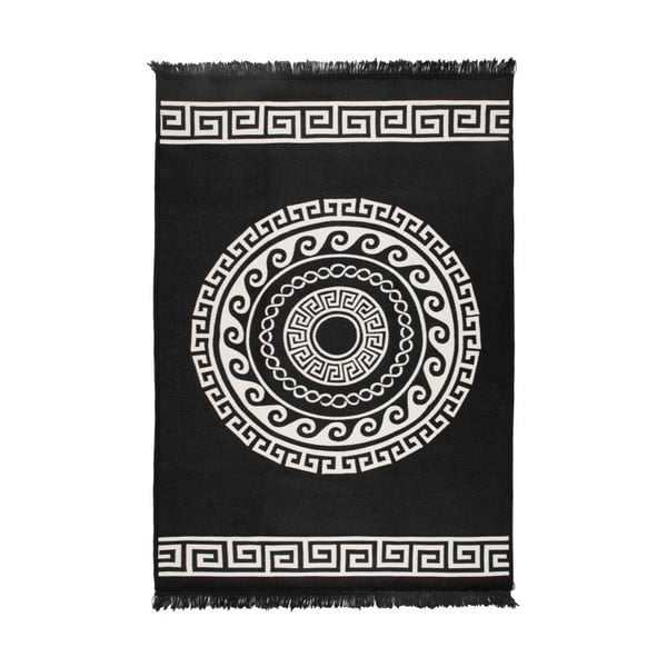 Beżowo-czarny dywan dwustronny Mandala, 120x180 cm
