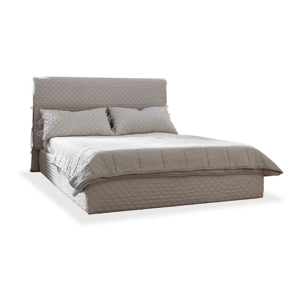 Фото - Каркас для ліжка Sleepy Beżowe tapicerowane łóżko dwuosobowe ze schowkiem i stelażem 160x200 cm Sl 