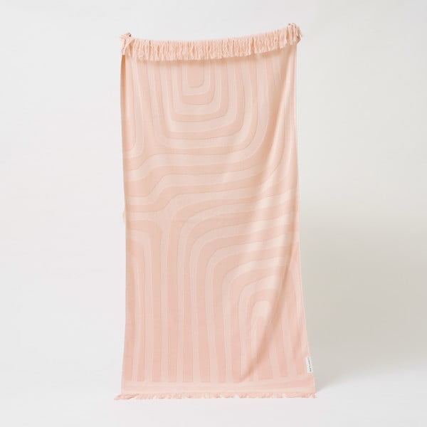 Różowy bawełniany ręcznik plażowy Sunnylife Luxe, 160x90 cm