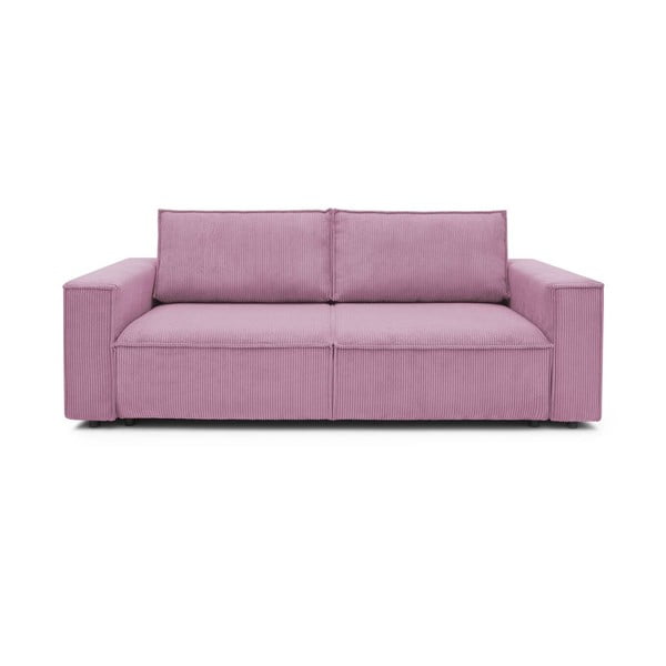 Różowa sztruksowa sofa rozkładana Bobochic Paris Nihad, 245 cm
