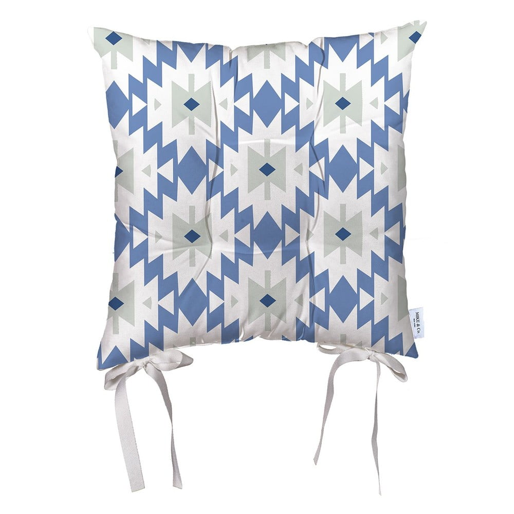 Niebiesko-biała poduszka na krzesło z mikrowłókna Mike & Co. NEW YORK Coastal Area, 43x43 cm