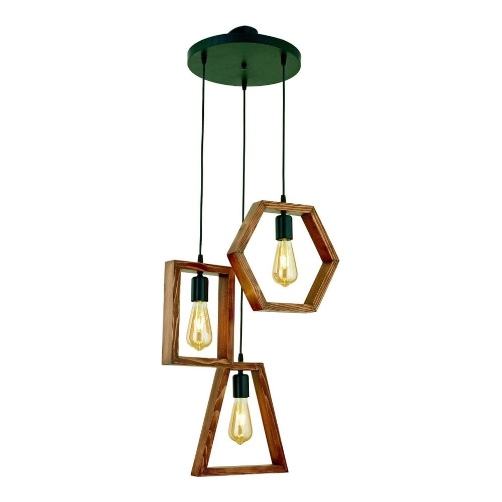 Lampa wisząca z drewna grabu Simetri