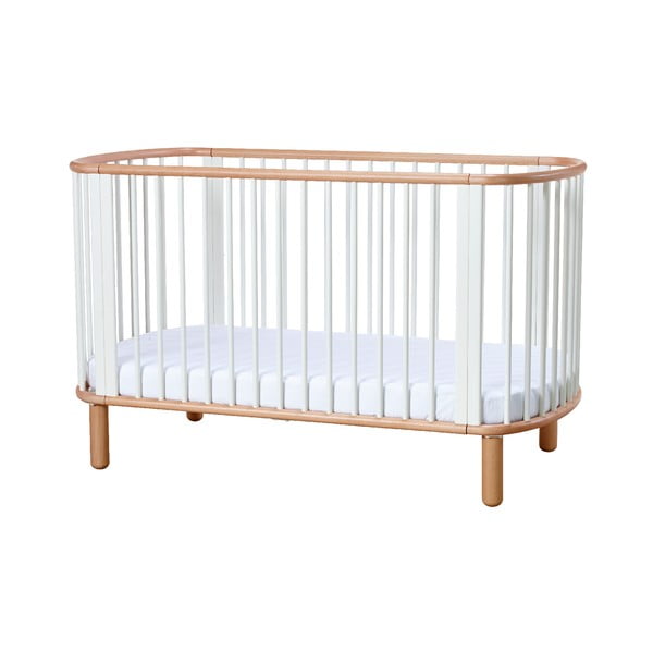 Białe łóżeczko dziecięce z drewna bukowego Flexa Baby, 70x140 cm
