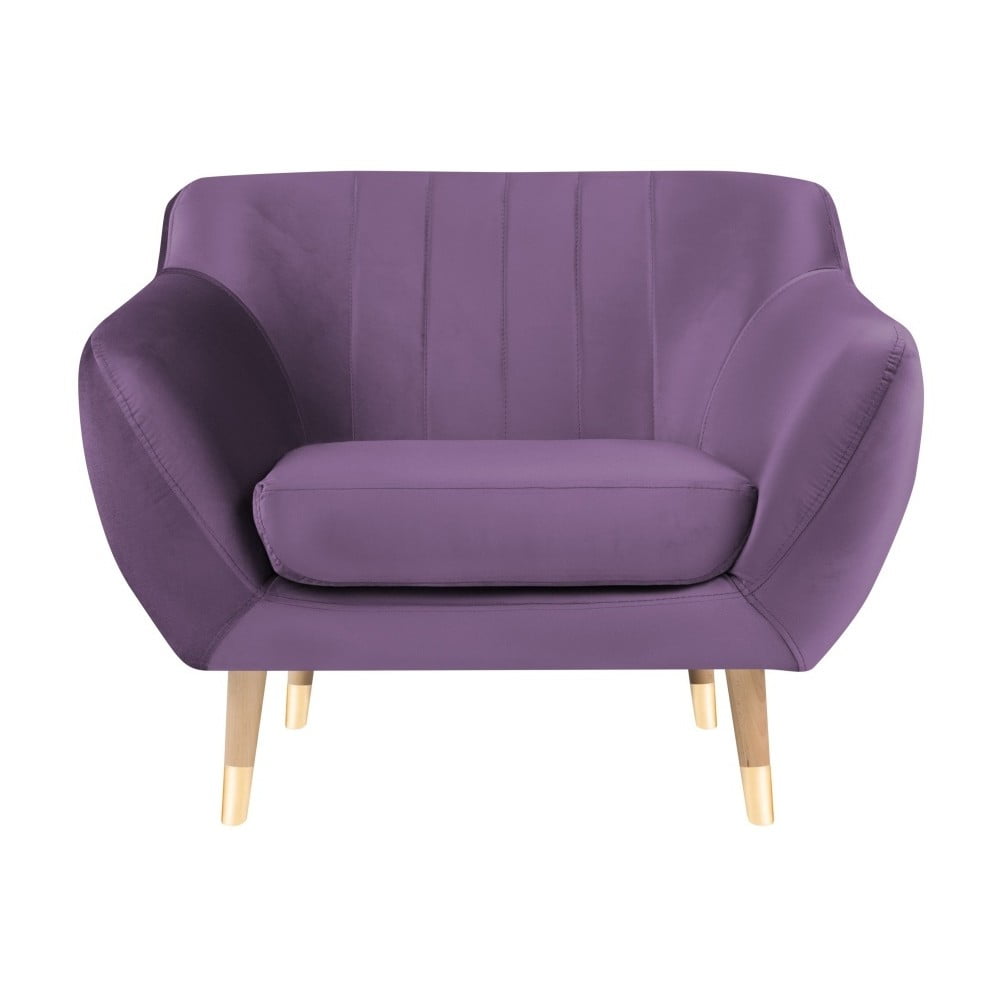 Fioletowy aksamitny fotel Mazzini Sofas Benito