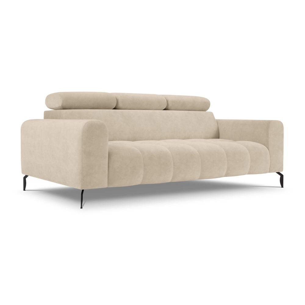 Beżowa sofa z funkcją relaks z aksamitną powierzchnią Milo Casa Nico