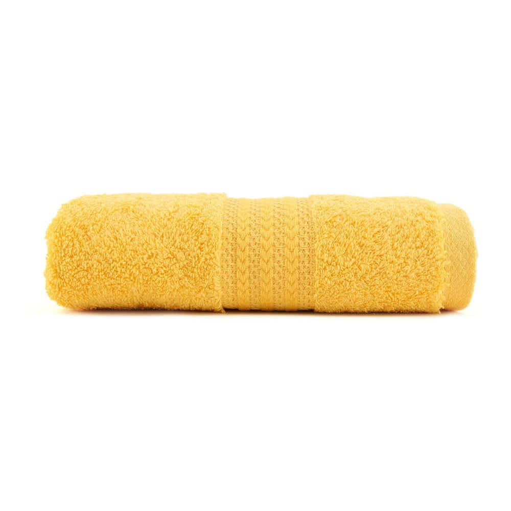 Żółty ręcznik z czystej bawełny Sunny, 50x90 cm