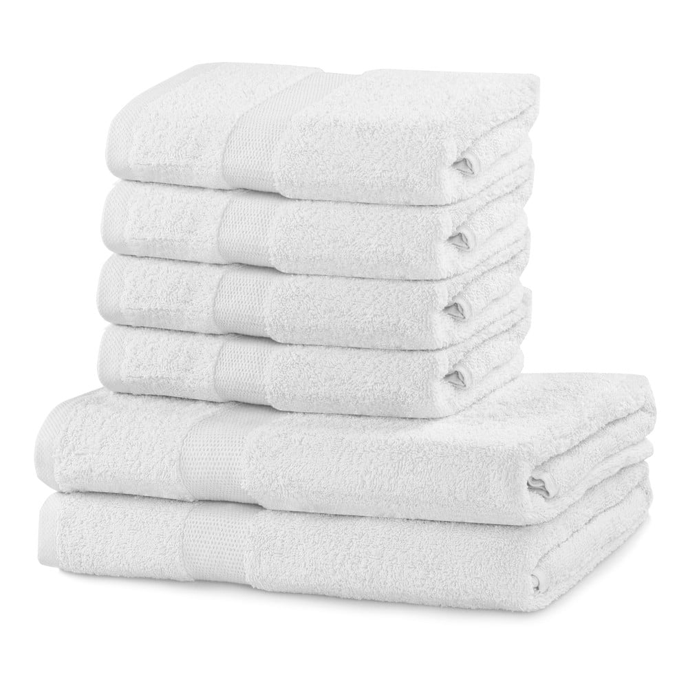 Zestaw 6 białych bawełnianych ręczników DecoKing Marina